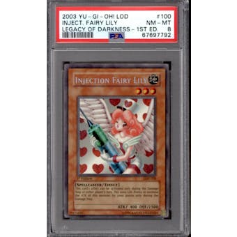 Yugioh Legacy Of Darkness 1st Edition Injection Fairy Lily LOD-100 PSA 8