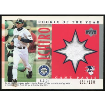 2001 Upper Deck Rookie Update Ichiro Tribute Game Pants #J-I1 Ichiro Suzuki 51/100