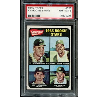 1965 Topps Baseball #526 Jim Catfish Hunter Rookie PSA 8 (NM-MT) *4921