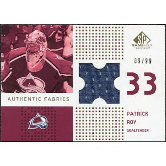 2002/03 Upper Deck SP Game Used Authentic Fabrics Gold #AFPR Patrick Roy /99