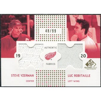 2002/03 Upper Deck SP Game Used Authentic Fabrics Gold #CFYR Steve Yzerman Luc Robitaille /99