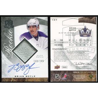 2008/09 Upper Deck The Cup #107 Brian Boyle Rookie Patch Auto 168/249