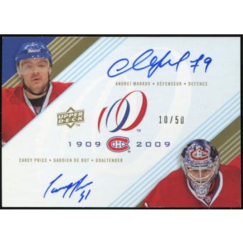 2008/09 Upper Deck Montreal Canadiens Centennial Signatures Dual #DUALMP Andrei Markov Carey Price Auto 10/50