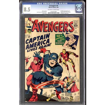 Avengers #4 CGC 8.5 (OW-W) *1201071001* 1st Silver Age Captain America