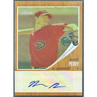 2011 Topps Heritage Minors #BP Blake Perry Real One Auto Green Tint #02/10