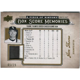2008 Upper Deck UD A Piece of History Box Score Memories Jersey Gold Patch #BSM12 Jim Thome 5/25