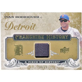 2008 Upper Deck UD A Piece of History Franchise History Jersey Gold Patch #FH21 Ivan Rodriguez 10/25