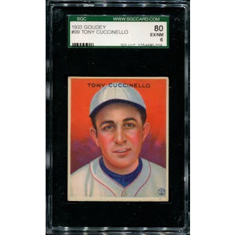 1933 Goudey Baseball #99 Tony Cuccinello SGC 80 (EX/NM 6) *0019