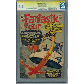 Fantastic Four #3 CGC 4.5 Stan Lee Signature Series (C-OW) *1237222002*