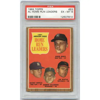 1962 Topps Baseball #53 AL Home Run Leaders PSA 6 (EX-MT) *7910
