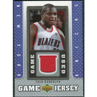 2007/08 Upper Deck UD Game Jersey #ZR Zach Randolph