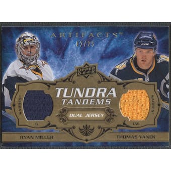 2008/09 Artifacts #TTMV Ryan Miller & Thomas Vanek Tundra Tandems Gold Jersey #02/25