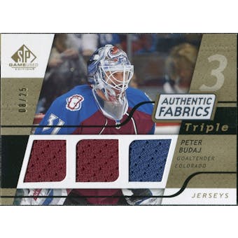2008/09 Upper Deck SP Game Used Triple Authentic Fabrics Gold #3AFBU Peter Budaj /25