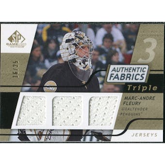 2008/09 Upper Deck SP Game Used Triple Authentic Fabrics Gold #3AFMF Marc-Andre Fleury /25