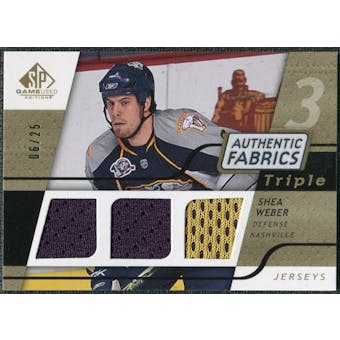 2008/09 Upper Deck SP Game Used Triple Authentic Fabrics Gold #3AFSW Shea Weber /25