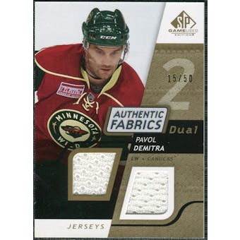 2008/09 Upper Deck SP Game Used Dual Authentic Fabrics Gold #AFDE Pavol Demitra /50