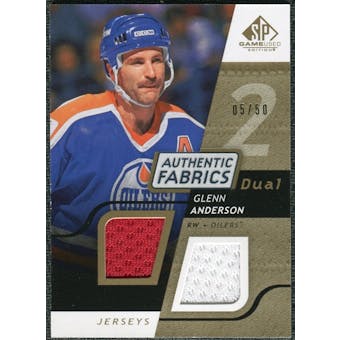 2008/09 Upper Deck SP Game Used Dual Authentic Fabrics Gold #AFGA Glenn Anderson /50