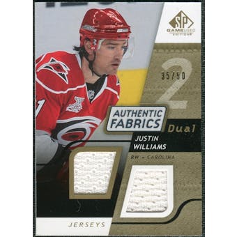 2008/09 Upper Deck SP Game Used Dual Authentic Fabrics Gold #AFJW Justin Williams /50