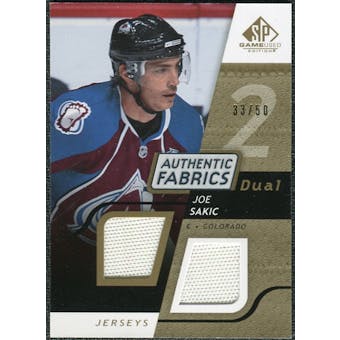 2008/09 Upper Deck SP Game Used Dual Authentic Fabrics Gold #AFSK Joe Sakic /50