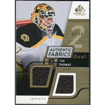 2008/09 Upper Deck SP Game Used Dual Authentic Fabrics Gold #AFTH Tim Thomas /50