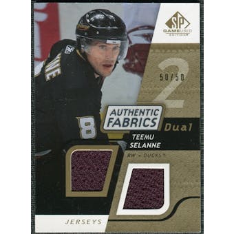 2008/09 Upper Deck SP Game Used Dual Authentic Fabrics Gold #AFTS Teemu Selanne /50