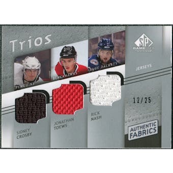 2008/09 Upper Deck SP Game Used Authentic Fabrics Trios #CTN Sidney Crosby Jonathan Toews Rick Nash /25