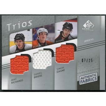 2008/09 Upper Deck SP Game Used Authentic Fabrics Trios #GBR Mike Richards Daniel Briere Simon Gagne 6/25