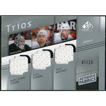 2008/09 Upper Deck SP Game Used Authentic Fabrics Trios #SFW Marc-Andre Fleury Petr Sykora Ryan Whitney /25