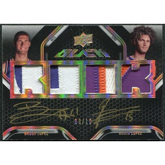 2008/09 Upper Deck UD Black Dual Rookie Jersey Autographs Patch Gold #DRLL Robin and Brook Lopez /10