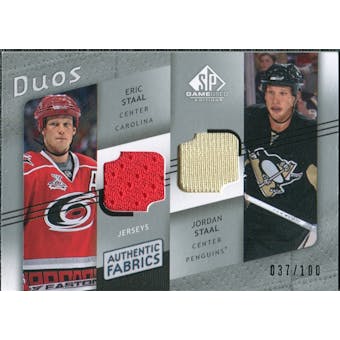 2008/09 Upper Deck SP Game Used Authentic Fabrics Duos #EJ Eric Staal Jordan Staal /100