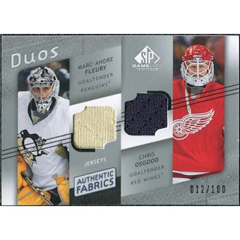 2008/09 Upper Deck SP Game Used Authentic Fabrics Duos #FO Marc-Andre Fleury Chris Osgood /100