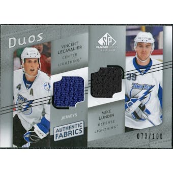 2008/09 Upper Deck SP Game Used Authentic Fabrics Duos #LI Vincent Lecavalier Mike Lundin /100