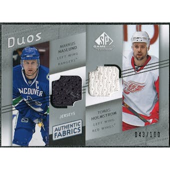 2008/09 Upper Deck SP Game Used Authentic Fabrics Duos #NH Markus Naslund Tomas Holmstrom /100