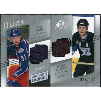 2008/09 Upper Deck SP Game Used Authentic Fabrics Duos #NS Rick Nash Martin St. Louis /100