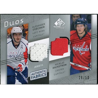 2008/09 Upper Deck SP Game Used Authentic Fabrics Duos #OB Alexander Ovechkin Nicklas Backstrom /100