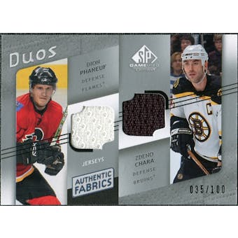 2008/09 Upper Deck SP Game Used Authentic Fabrics Duos #PC Dion Phaneuf Zdeno Chara /100