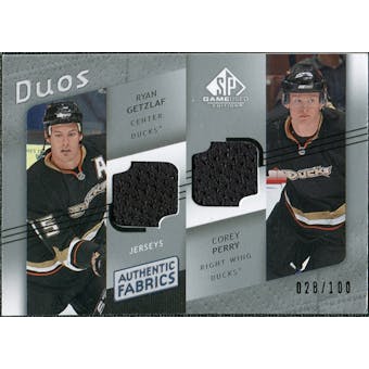 2008/09 Upper Deck SP Game Used Authentic Fabrics Duos #PG Ryan Getzlaf Corey Perry /100