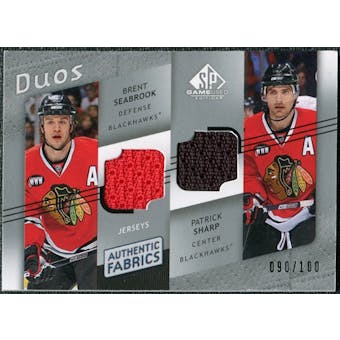 2008/09 Upper Deck SP Game Used Authentic Fabrics Duos #PS Patrick Sharp Brent Seabrook /100