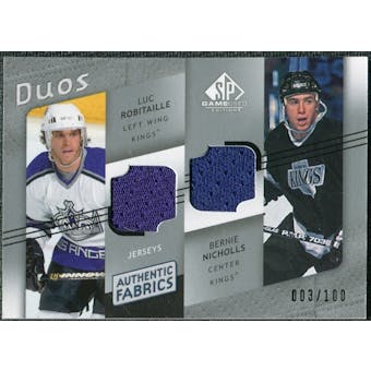 2008/09 Upper Deck SP Game Used Authentic Fabrics Duos #RN Luc Robitaille Bernie Nicholls /100