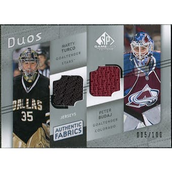 2008/09 Upper Deck SP Game Used Authentic Fabrics Duos #TB Marty Turco Peter Budaj /100