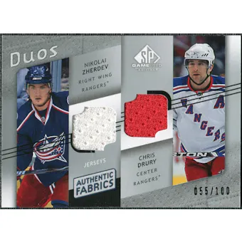 2008/09 Upper Deck SP Game Used Authentic Fabrics Duos #ZD Nikolai Zherdev Chris Drury /100