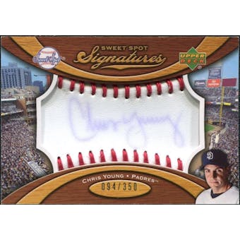 2007 Upper Deck Sweet Spot Signatures Red Stitch Blue Ink #CY Chris Young /350