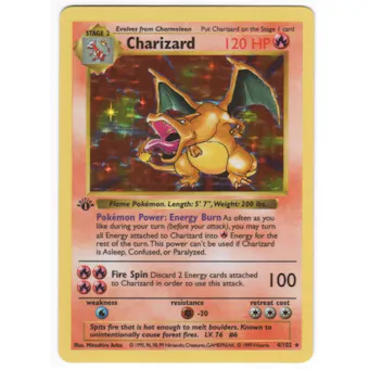 Pokemon Base Set 1 Single 1st Edition Charizard 4/102 - Shadowless