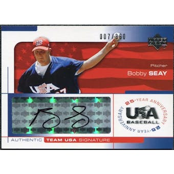 2004 Upper Deck USA Baseball 25th Anniversary Signatures Black Ink #SEAY Bobby Seay Autograph /360