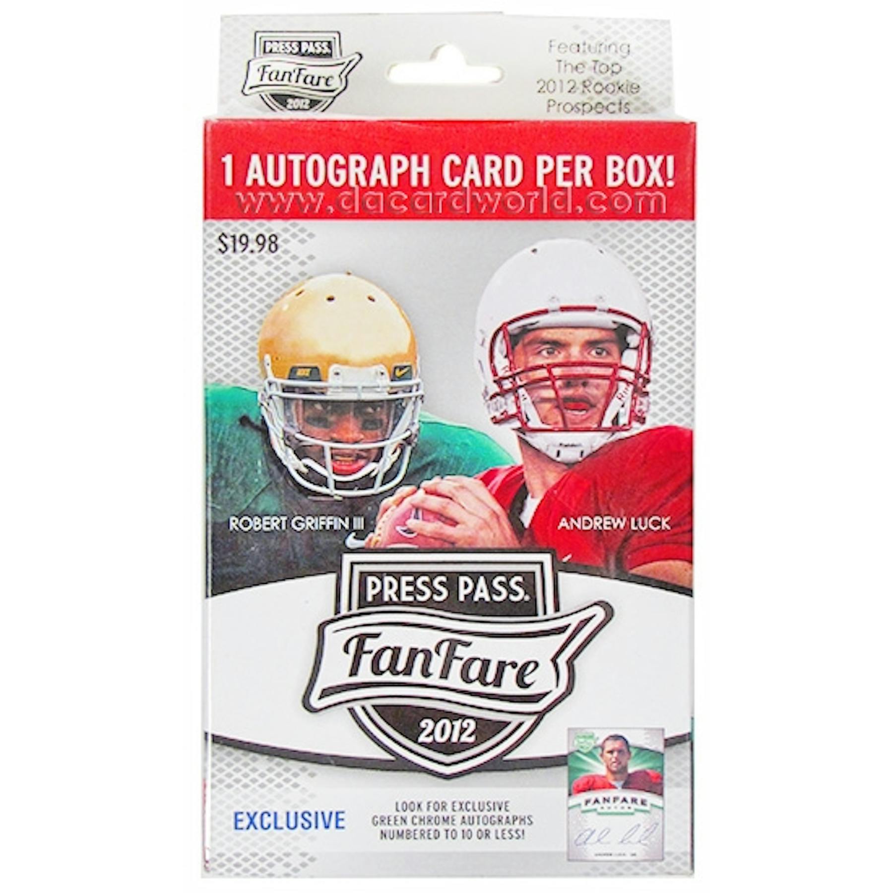 2012 Press Pass Fanfare Football Hanger Box (Green Auto) (Reed Buy)