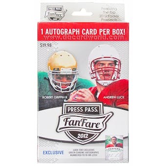 2012 Press Pass Fanfare Football Hanger Box (Green Auto) (Reed Buy)
