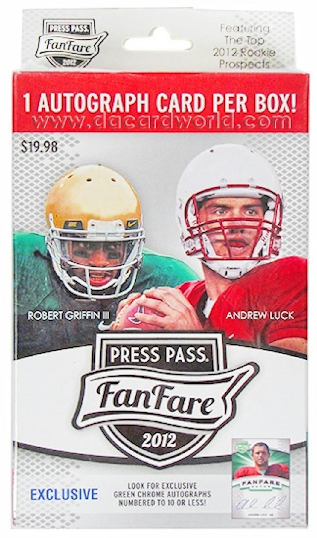 2012 Press Pass Fanfare Football Hanger Box (Green Auto) (Reed Buy