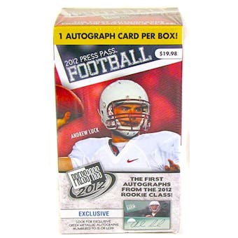 2012 Press Pass Football 3-Pack Box - ONE AUTOGRAPH PER BOX !!! - WILSON & LUCK ROOKIES!