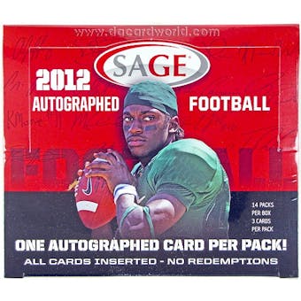 2012 Sage Autographed Football Hobby Box