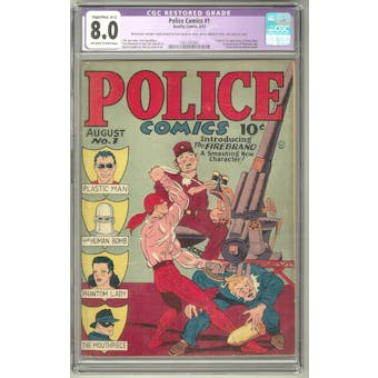 Police Comics #1 CGC 8.0 (OW-W) *1301357001* Restored Color Touch